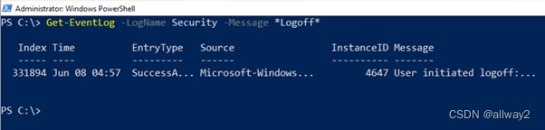 PowerShell 基础知识：查询 Windows Server 事件日志_powershell get-eventlog-CSDN博客