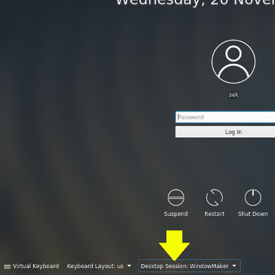 在KDM中选择桌面 Selecting your desktop in KDM