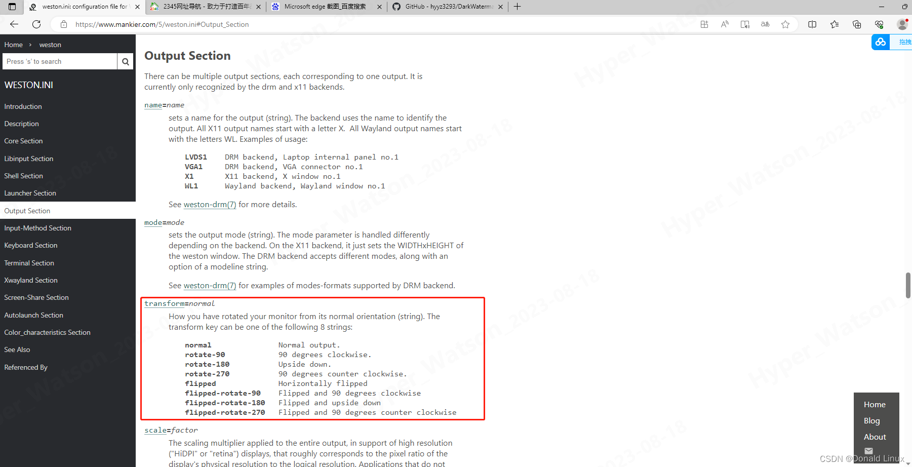 20230818 新版本buildroot linux 通过Weston 修改屏幕显示方向失败，通过这个问题对weston 进行初步的了解