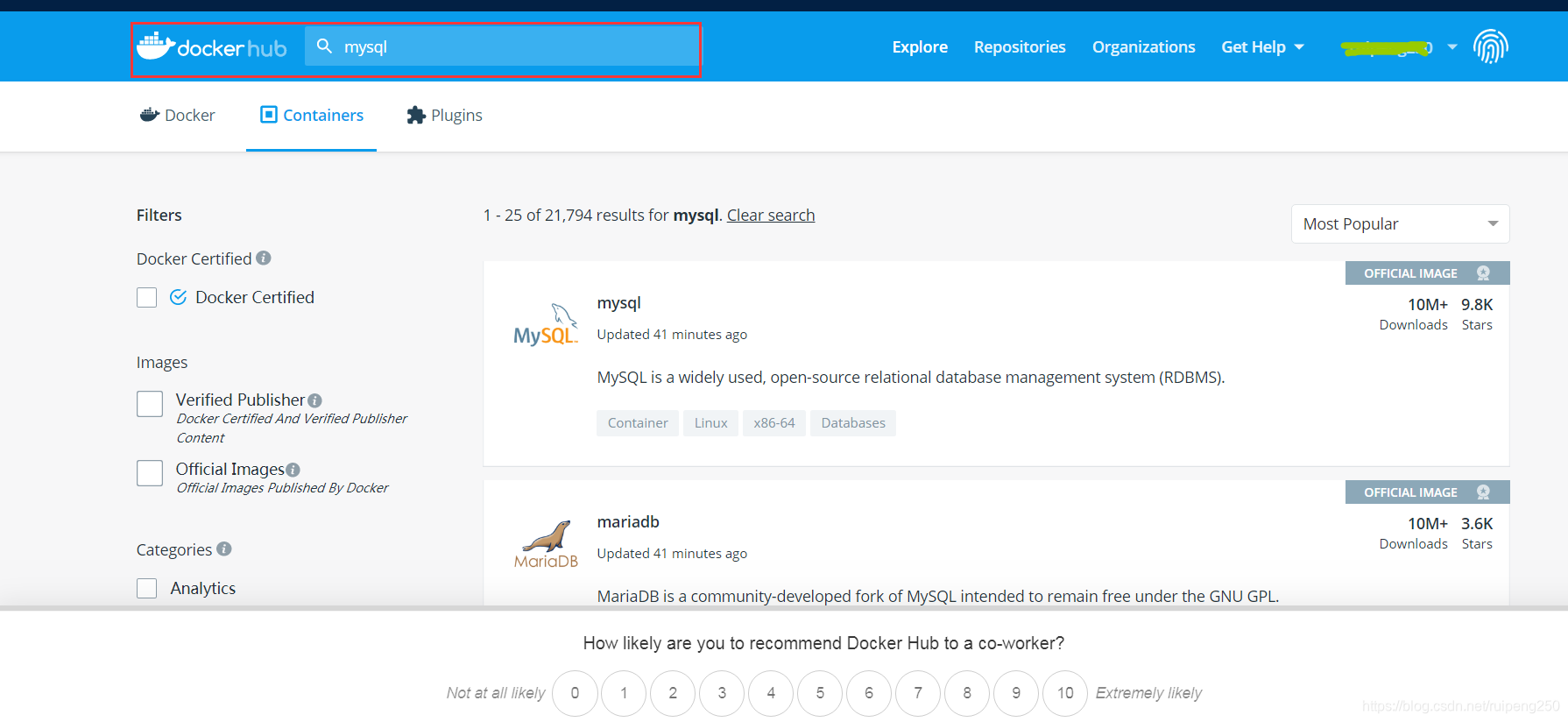 docker 镜像搜索