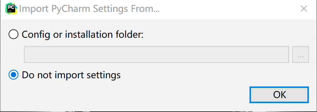 Import Pycharm Settings From...