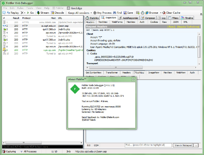 免费HTTP数据抓包Fiddler2[4.6.1.2]以及显示中文包内容的方法