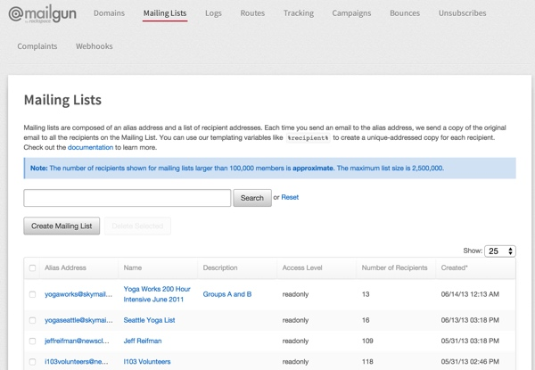 Mailguns基于Web的用户界面示例