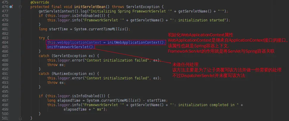 initServletBean()在子类FrameworkServlet的实现