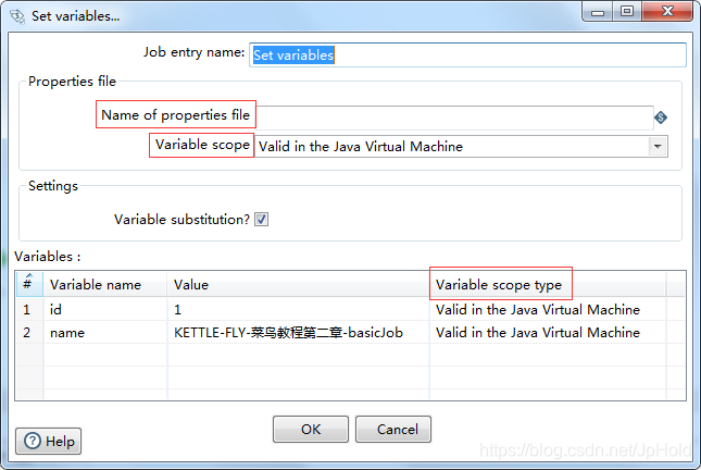 Set variables