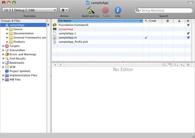 The main Xcode window