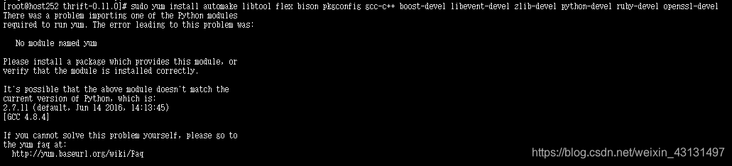 『No module named yum』