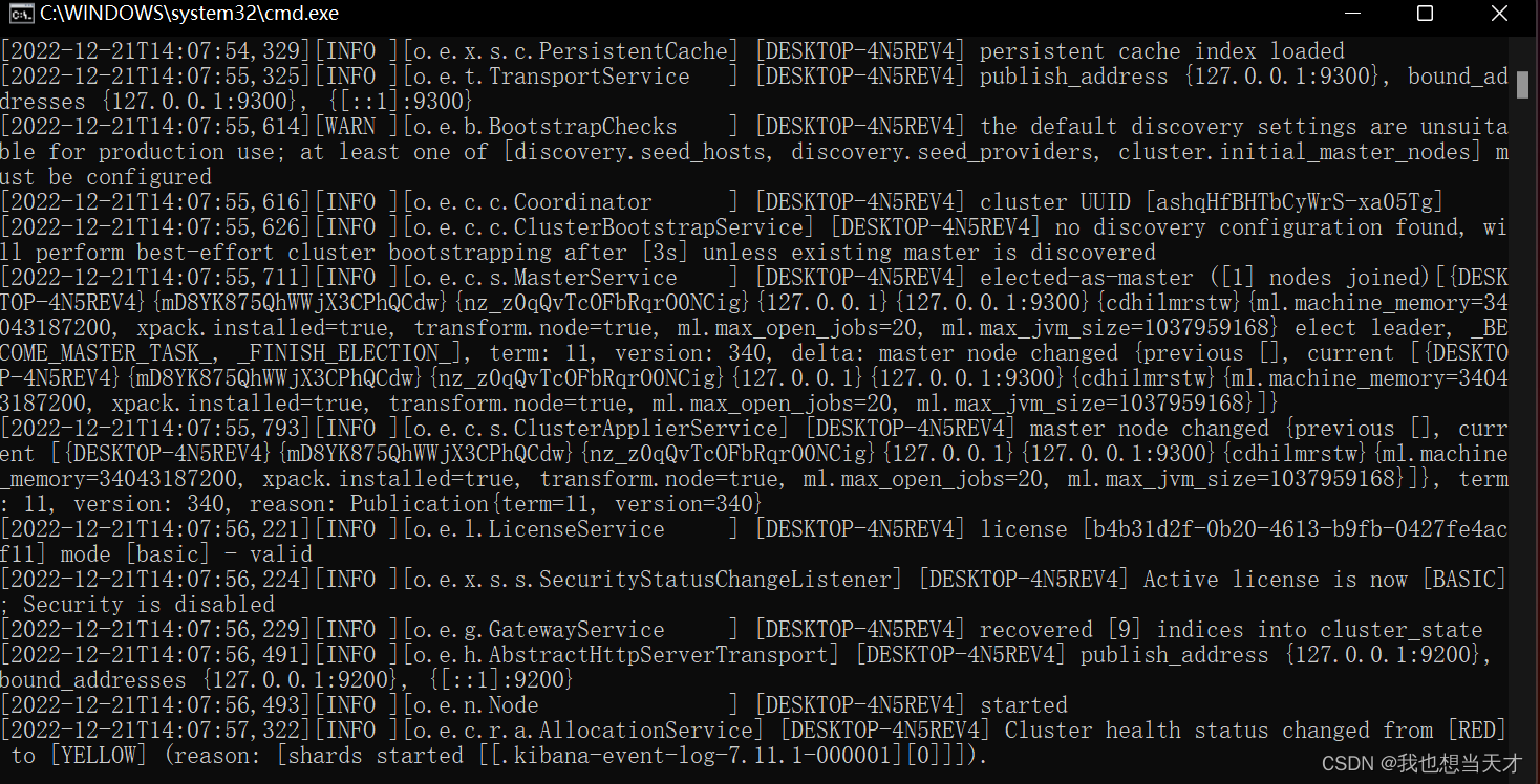 es启动成功截图