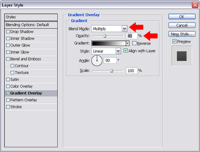 Figure 4. Changing the gradient overlay settings