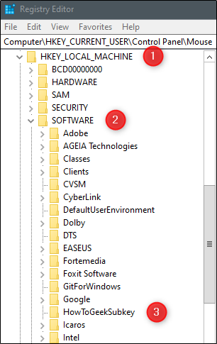 How to geek subkey in registry