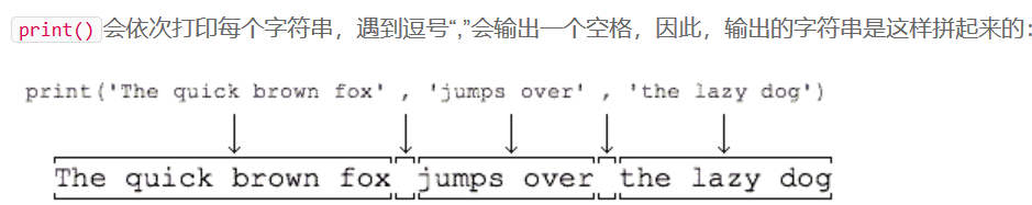 print每个字符串+逗号变空格