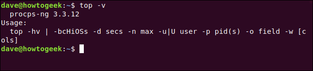 top -v in a terminal window.