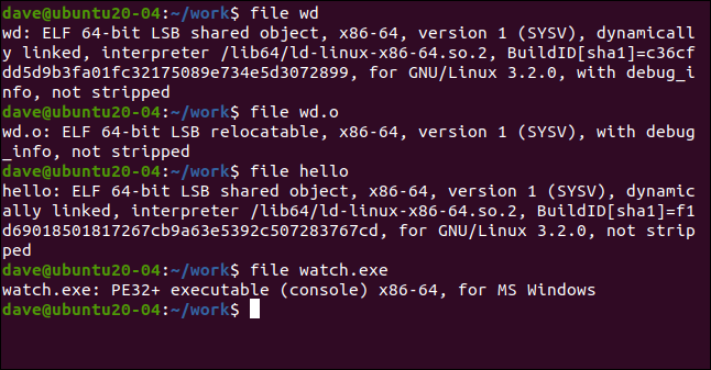 file wd in a terminal window.