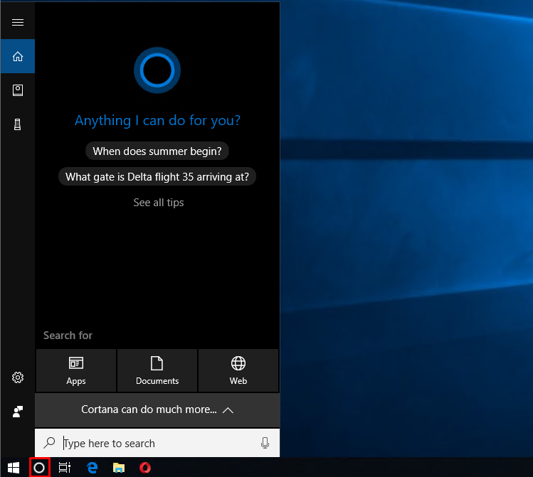 Cortana on Windows 10