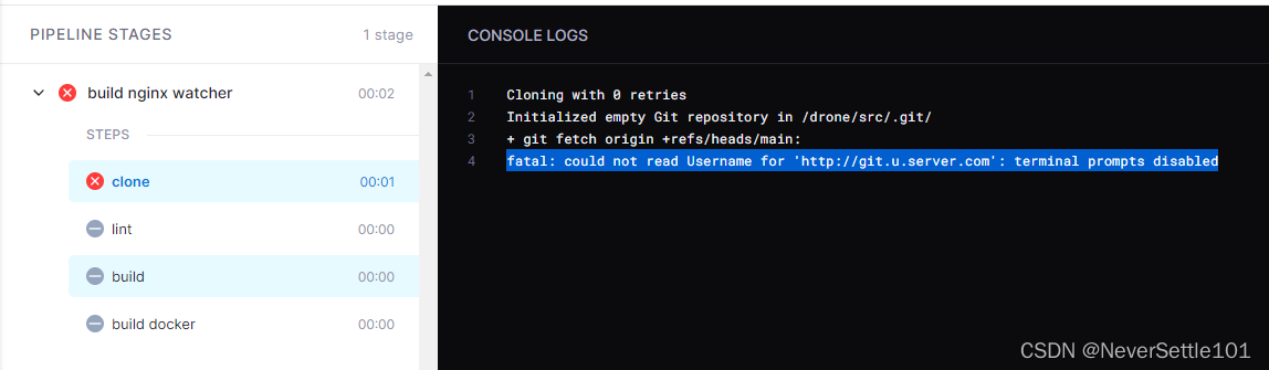 [CI] dorne clone 代码提示 fatal: could not read Username for ‘xxxx ...