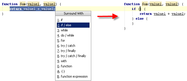使用if ... else构造围绕JavaScript代码片段