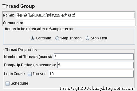JMeter数据库测试计划_3_线程组的属性页.jpg