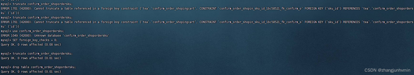 ERROR 1701 (42000): Cannot truncate a table referenced in a foreign key ...