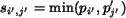 $s_{i',j'}=\min(p_{i'}, p'_{j'})$