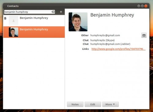 GNOME Contacts in Ubuntu