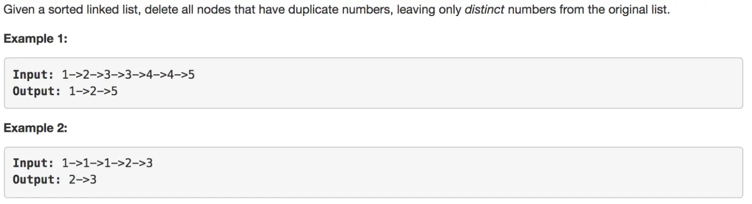 Remove Duplicates from Sorted List II