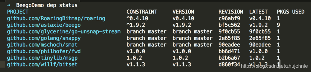 git status查看当前项目依赖