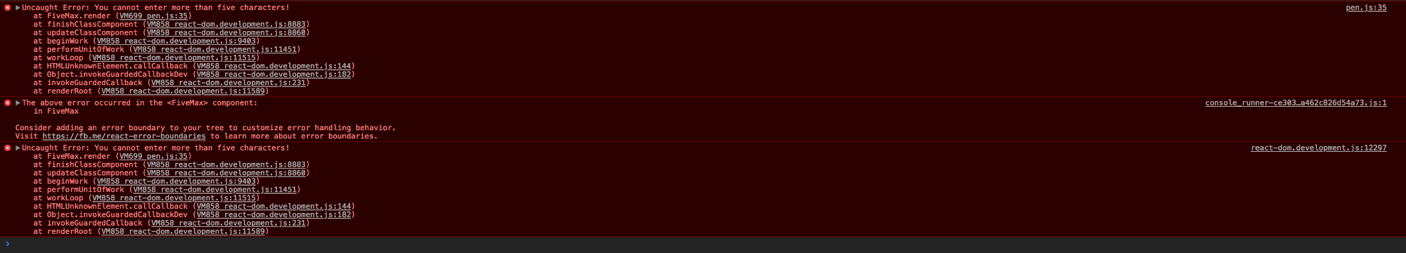Console log error
