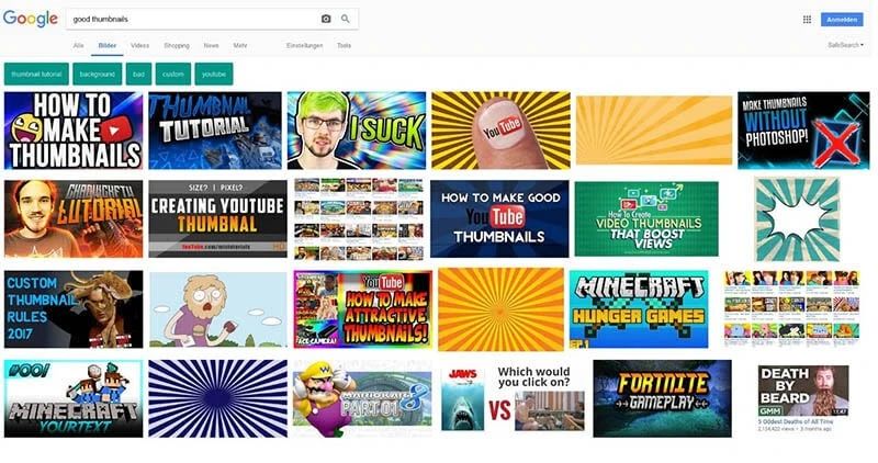 Google 图片搜索的搜索结果页面上的缩略图