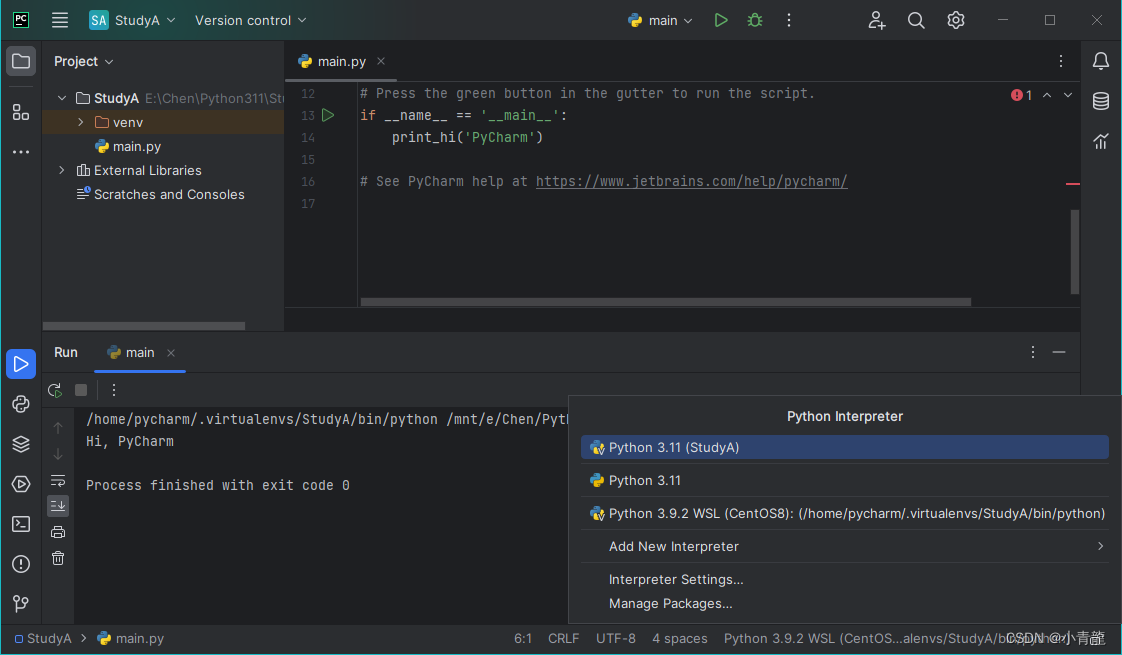 如何在`Pycharm`中配置基于WSL的`Python Interpreters`,以及配置基于WSL的`Terminal`_pycharm ...