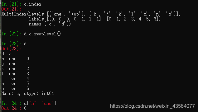 Series和DataFrame复合索引的索引交换