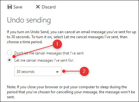 The "Undo Sending" button and dropdown