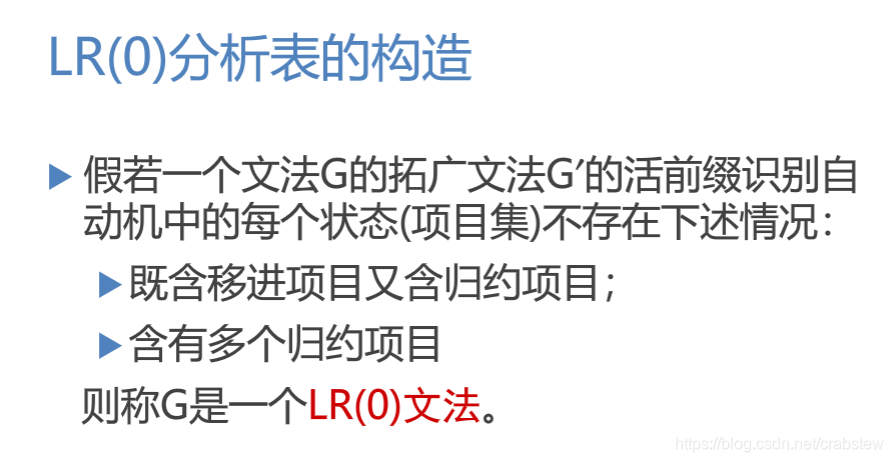 LR(0)分析表的构造