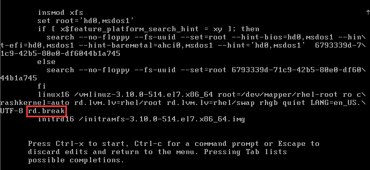 破解 RHEL7.3 的 root 密码破解 RHEL7.3 的 root 密码