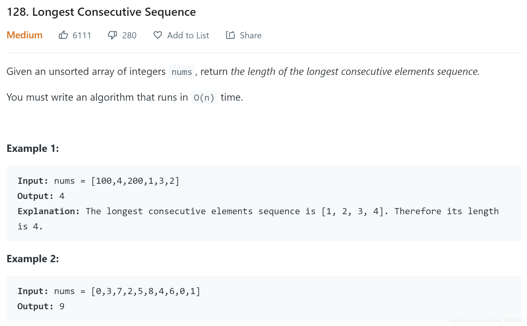 leetcode 128. Longest Consecutive Sequence | 128. 最长连续序列（Java ...