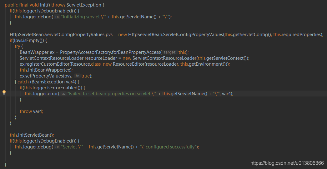 HttpServletBean中重写的init（）方法