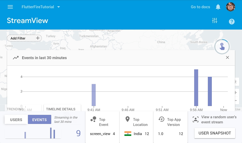 Firebase控制台的StreamView