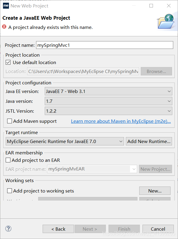 给项目取名为mySpringMvc1
