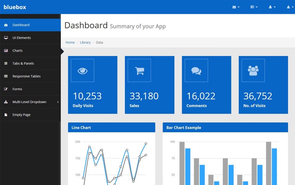 Bluebox Bootstrap Free Admin Template