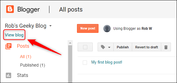 The "View Blog" option.