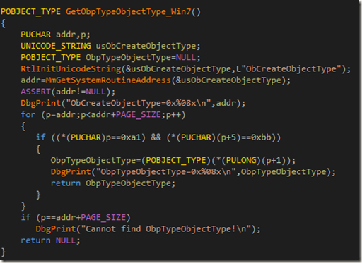 GetObpTypeObjectType_WIN7