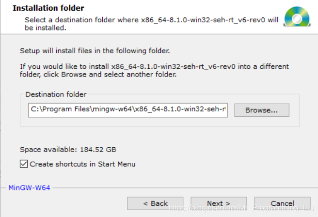 安装mingw路径选择