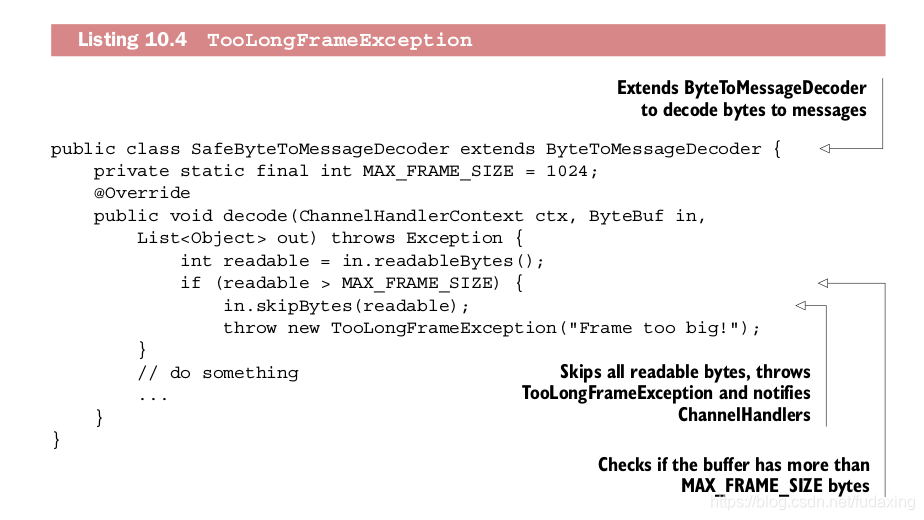 Listing 10.4 TooLongFrameException