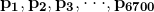 \mathbf{p_{1},p_{2},p_{3},\cdot \cdot \cdot ,p_{6700}}