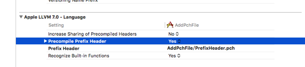 设置Precompile Prefix Header为YES