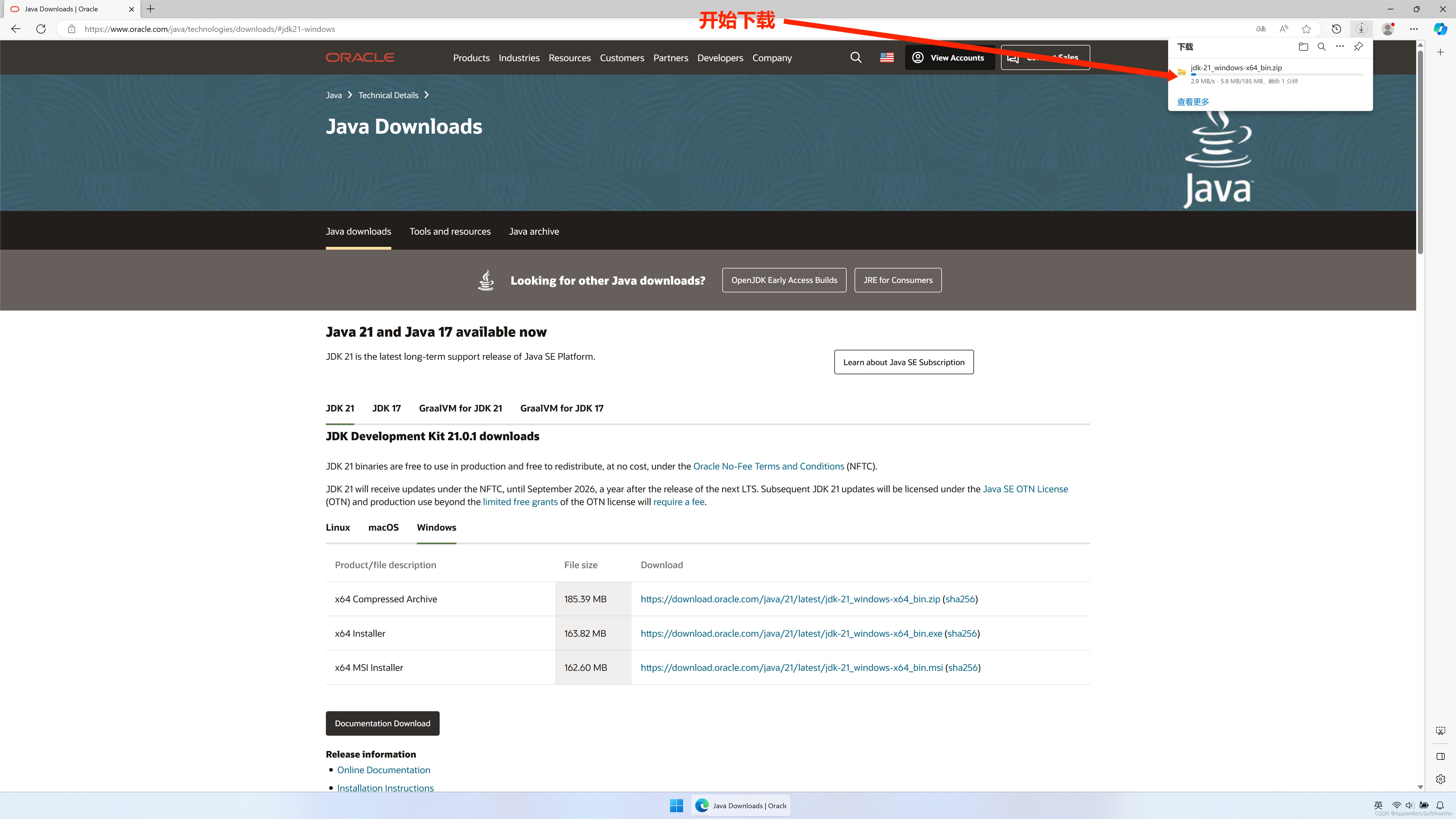 Java Development Kit (JDK21) 下载、解压、配置_jdk21下载-CSDN博客