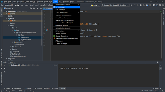 萌新初次使用DevEco Studio打开模拟机运行helloworld