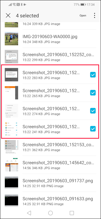 Multiple files selected in KDE Connect