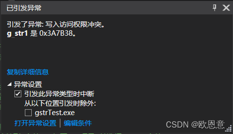 报错情况——写入访问权限冲突