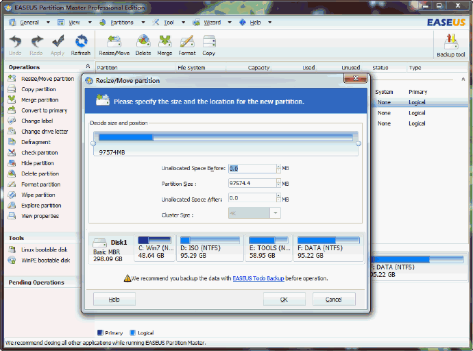 Windows <wbr>7中的无损分区工具Partition <wbr>Master