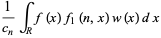 1/(c_n)int_Rf(x)f_1(n,x)w(x)dx